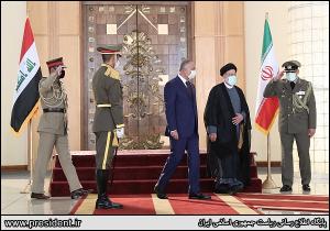 تصاویر استقبال رسمی آیت الله رئیسی از نخست وزیر عراق