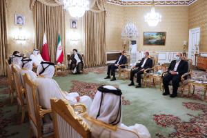 تصاویر دیدار و گفتگوی دوجانبه رئیس جمهور و امیر قطر
