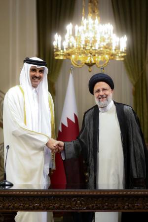 تصاویر نشست مطبوعاتی رئیس جمهور با امیر قطر
