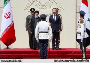 تصاویر مراسم استقبال رسمی از آیت الله رئیسی توسط رئیس جمهور سوریه