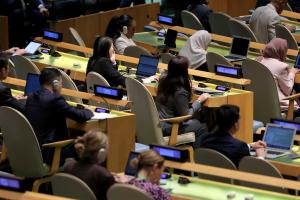 تصاویر سخنرانی رئیس جمهور در هفتاد و هشتمین نشست مجمع عمومی سازمان ملل