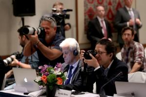 تصاویر نشست خبری رئیس جمهور با رسانه‌های بین‌المللی در نیویورک